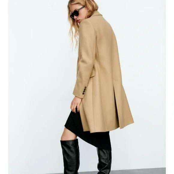 ZARA MENSWEAR STYLE WOOL COAT MANTECO LIGHT TAN - Picture 3 of 8